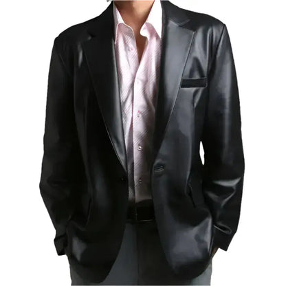 Mens Soft Lambskin Leather Blazer Coat