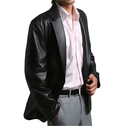 Mens Soft Lambskin Leather Blazer Coat