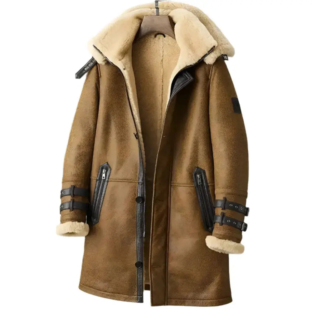 Men’s Vintage Brown Shearling Bomber Coat