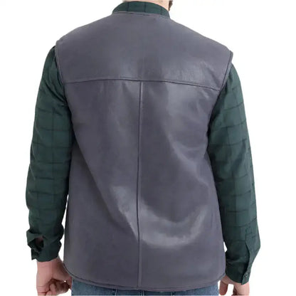 Men’s Western Sheepskin Vest – White Fur Lining & Rugged Style