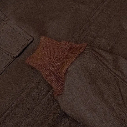 Mens Wing Collar Leather Bomber Jacket