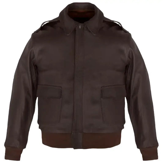 Mens Wing Collar Leather Bomber Jacket