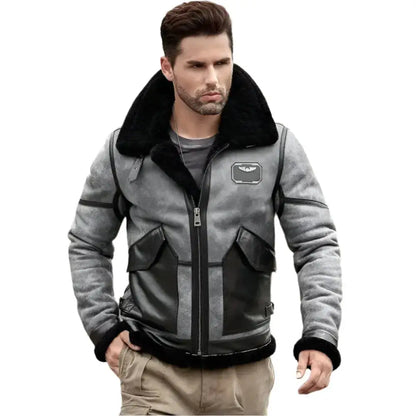 Modern Gray B3 Shearling Jacket