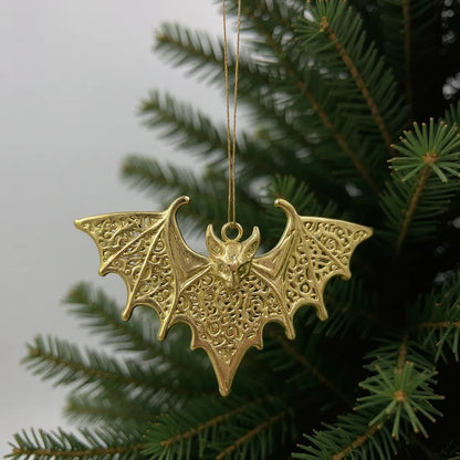 Bat Christmas ornament | Gothic metallic tree decor in gold, silver and antique | set of 2 or 4-5