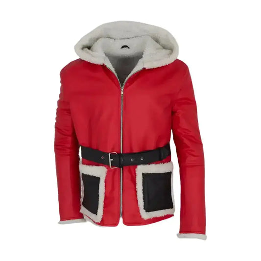 Men's Red and Black Santa Claus Leather Jacket