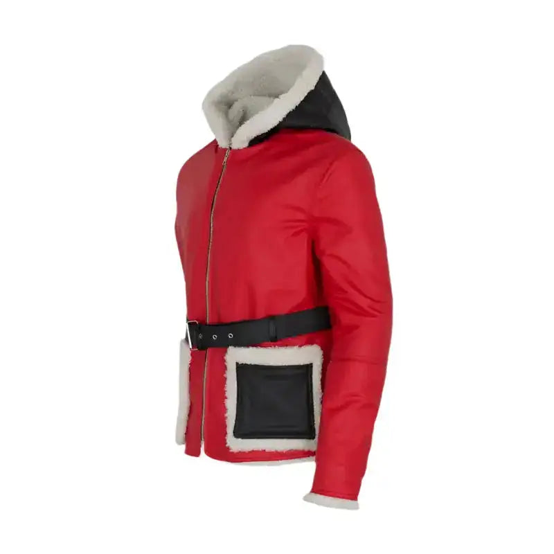 Men's Red and Black Santa Claus Leather Jacket