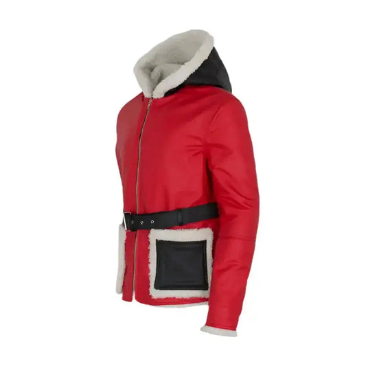 Men's Red and Black Santa Claus Leather Jacket