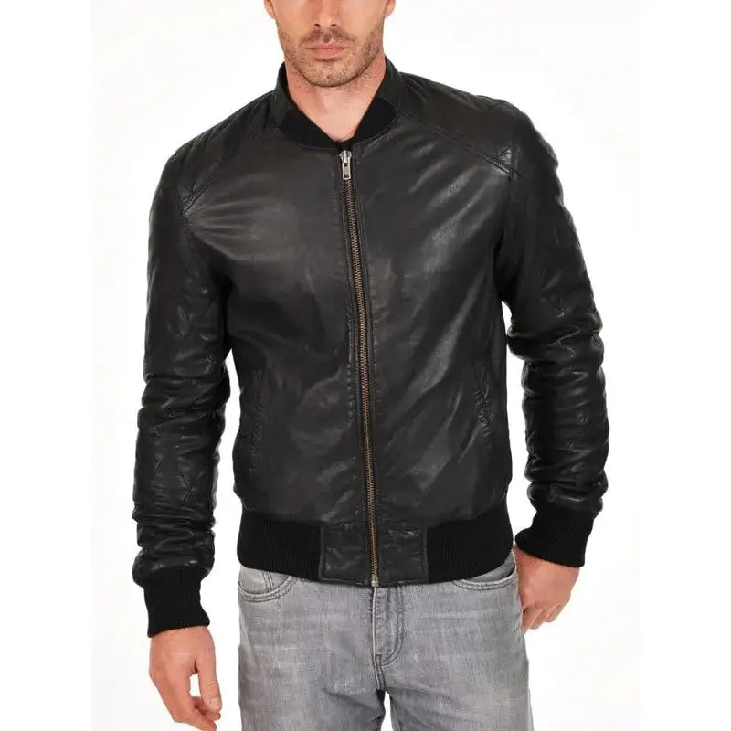 Men’s Sheepskin Quilted Bomber Jacket