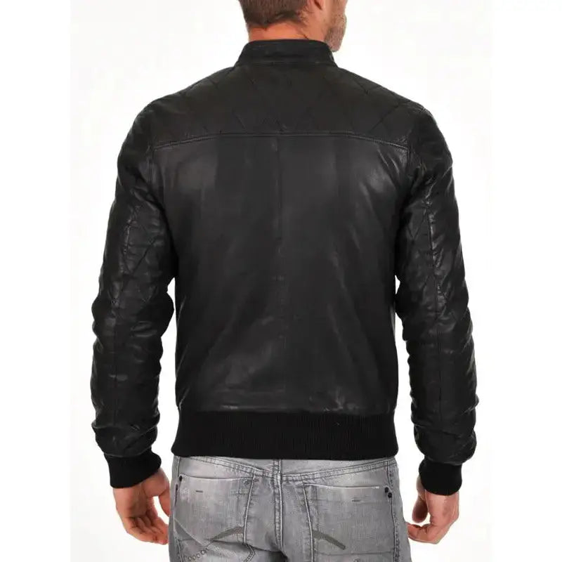 Men’s Sheepskin Quilted Bomber Jacket