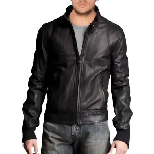 Mens Leather Bomber Jacket