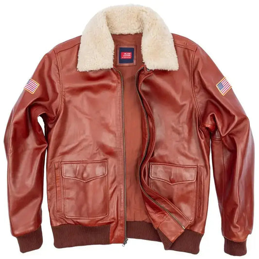US Flag G-1 Leather Aviator Jacket