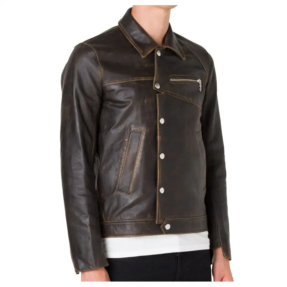 Vintage Cracker Biker Leather Jacket