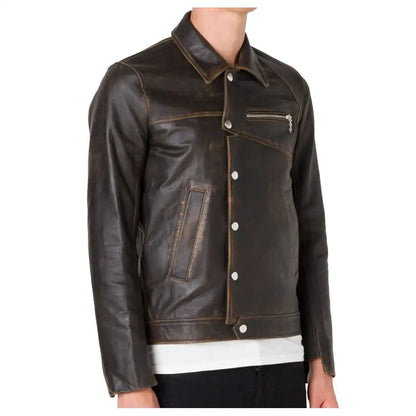 Vintage Cracker Biker Leather Jacket