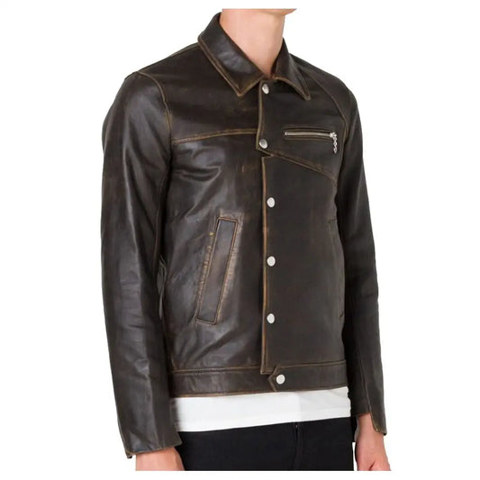 Vintage Cracker Biker Leather Jacket
