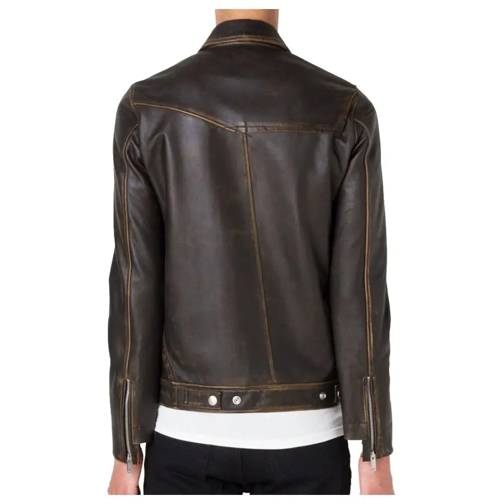 Vintage Cracker Biker Leather Jacket
