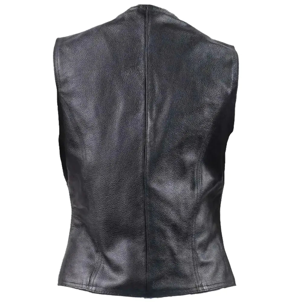 Women’s Side Lace Biker Leather Waistcoat Vest