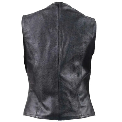 Women’s Side Lace Biker Leather Waistcoat Vest