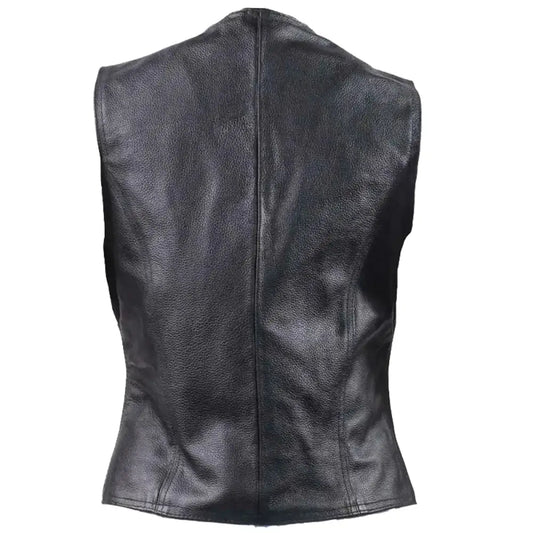 Women’s Side Lace Biker Leather Waistcoat Vest