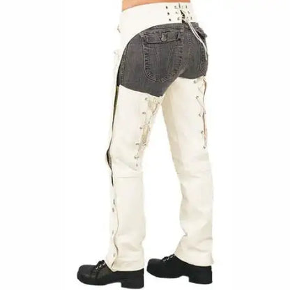 Women’s Aced-Back Cowhide Leather Motorcycle Chaps Pants