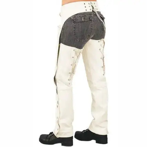 Women’s Aced-Back Cowhide Leather Motorcycle Chaps Pants