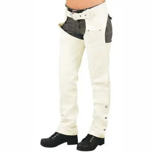 Women’s Aced-Back Cowhide Leather Motorcycle Chaps Pants