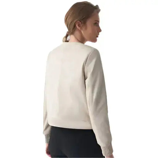 Women's Beige Studded Leather Jacket