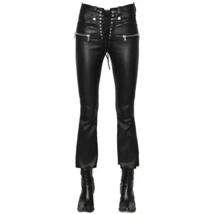 Women’s Black Lambskin Soft Leather Jeans Pants