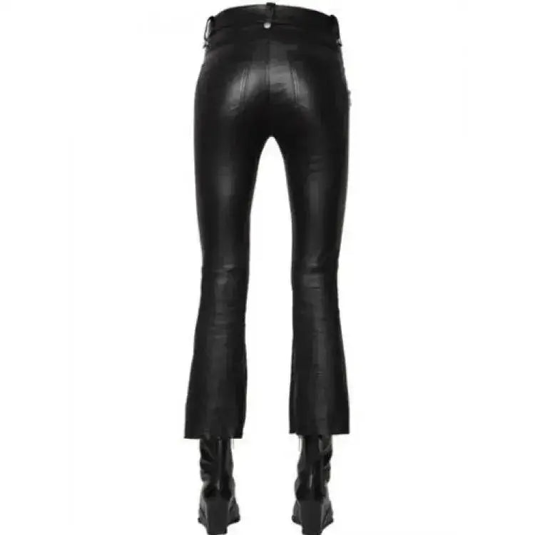 Women’s Black Lambskin Soft Leather Jeans Pants