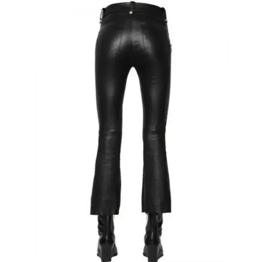 Women’s Black Lambskin Soft Leather Jeans Pants