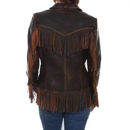 Women's Dark Brown Fringe Leather Jacket