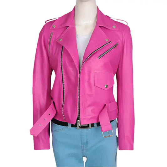 Women's Pink Leather Jacket